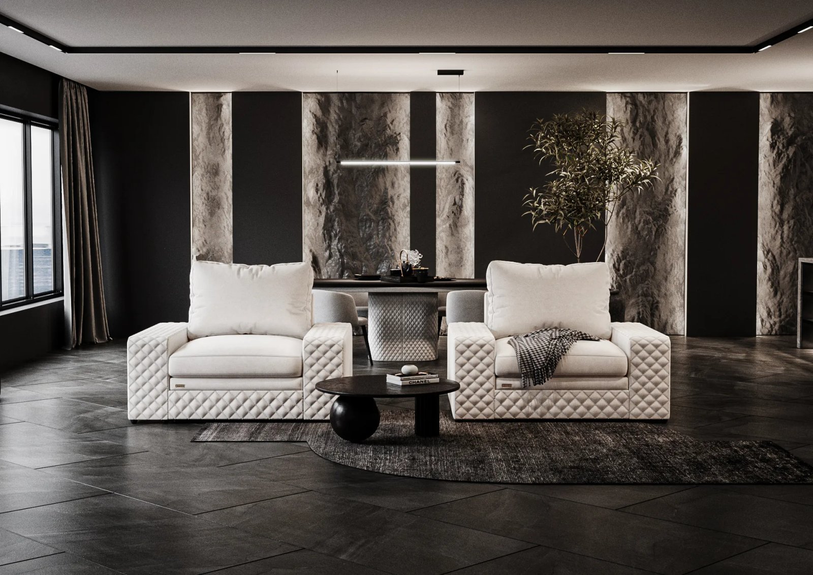 DUBAI sofa lova interjere su patogia poilsio zona ir moderniu dizainu