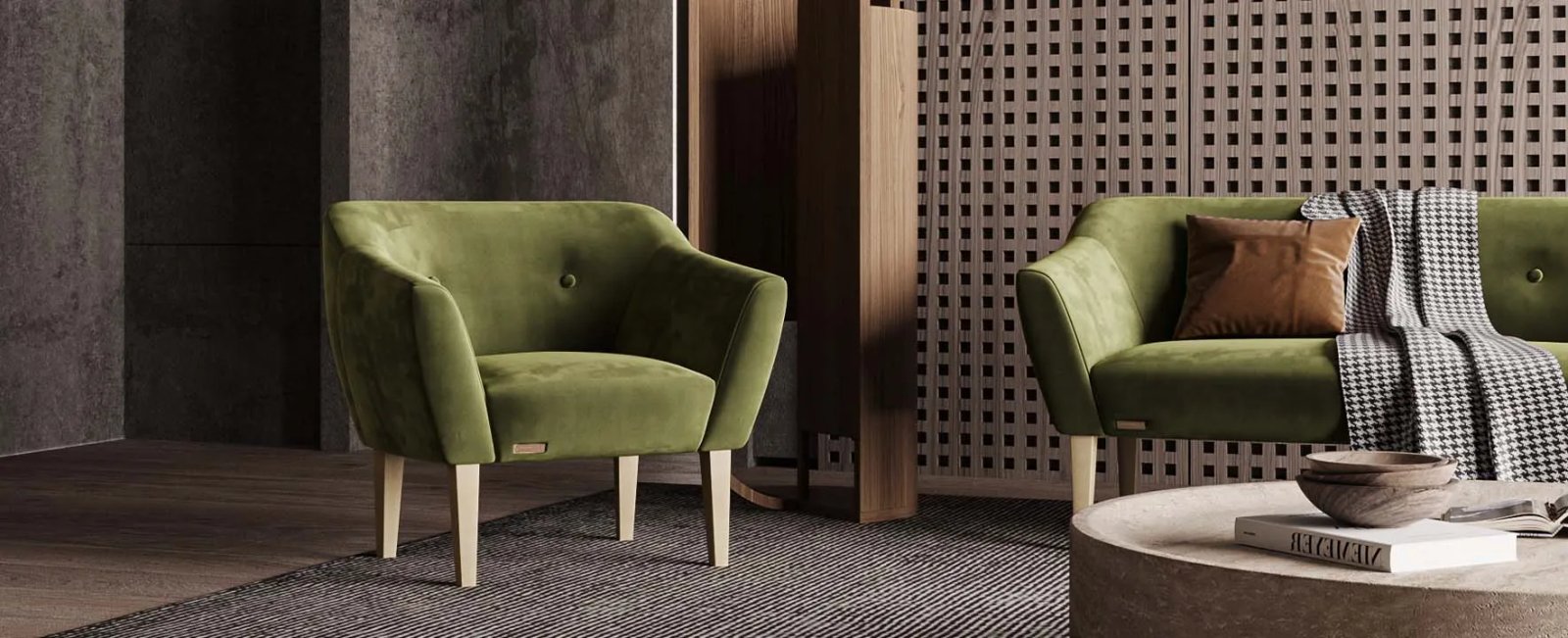 New York sofa kampu su minkštomis sėdynėmis ir aukštomis nugaros pagalvėmis.