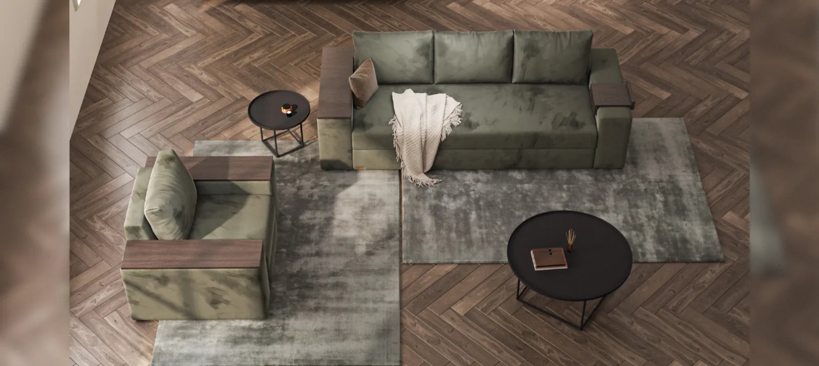 VERONA sofa lova kampu su patogia poilsio zona ir tekstiliniu paviršiumi