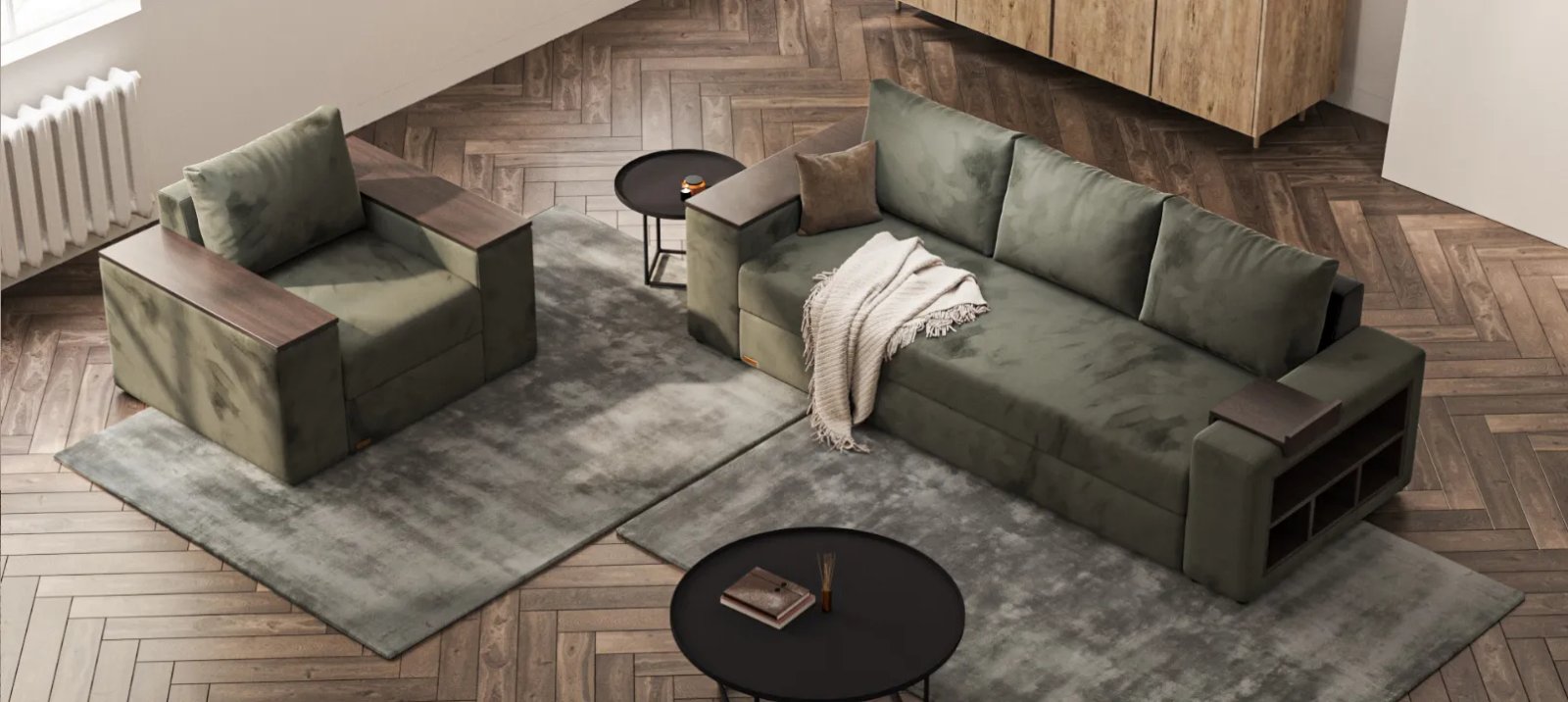 VERONA sofa lova kampu su minkštu atlošu ir jaukia svetainės forma