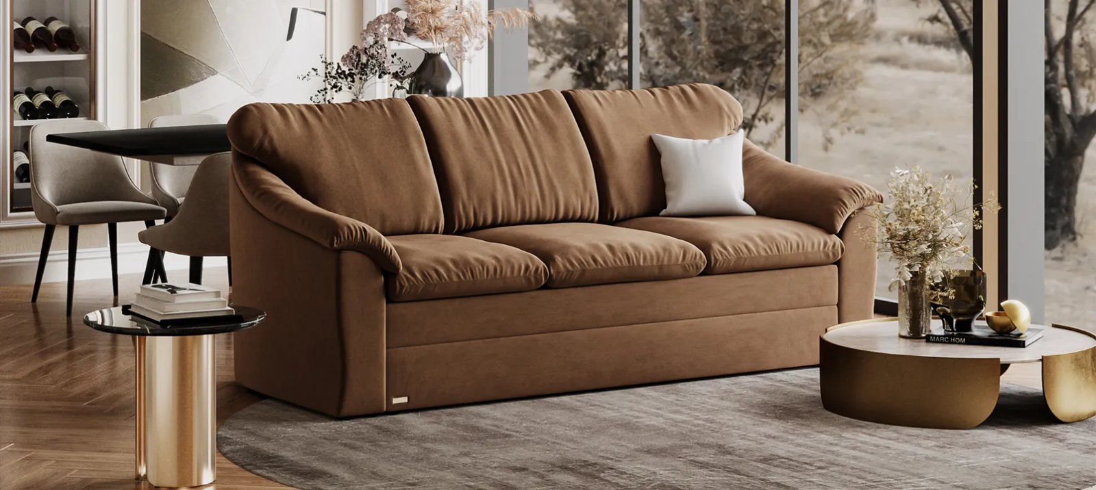 Vilnius sofa lova kampu su plačiomis sėdynėmis ir minkštomis nugaros pagalvėmis.