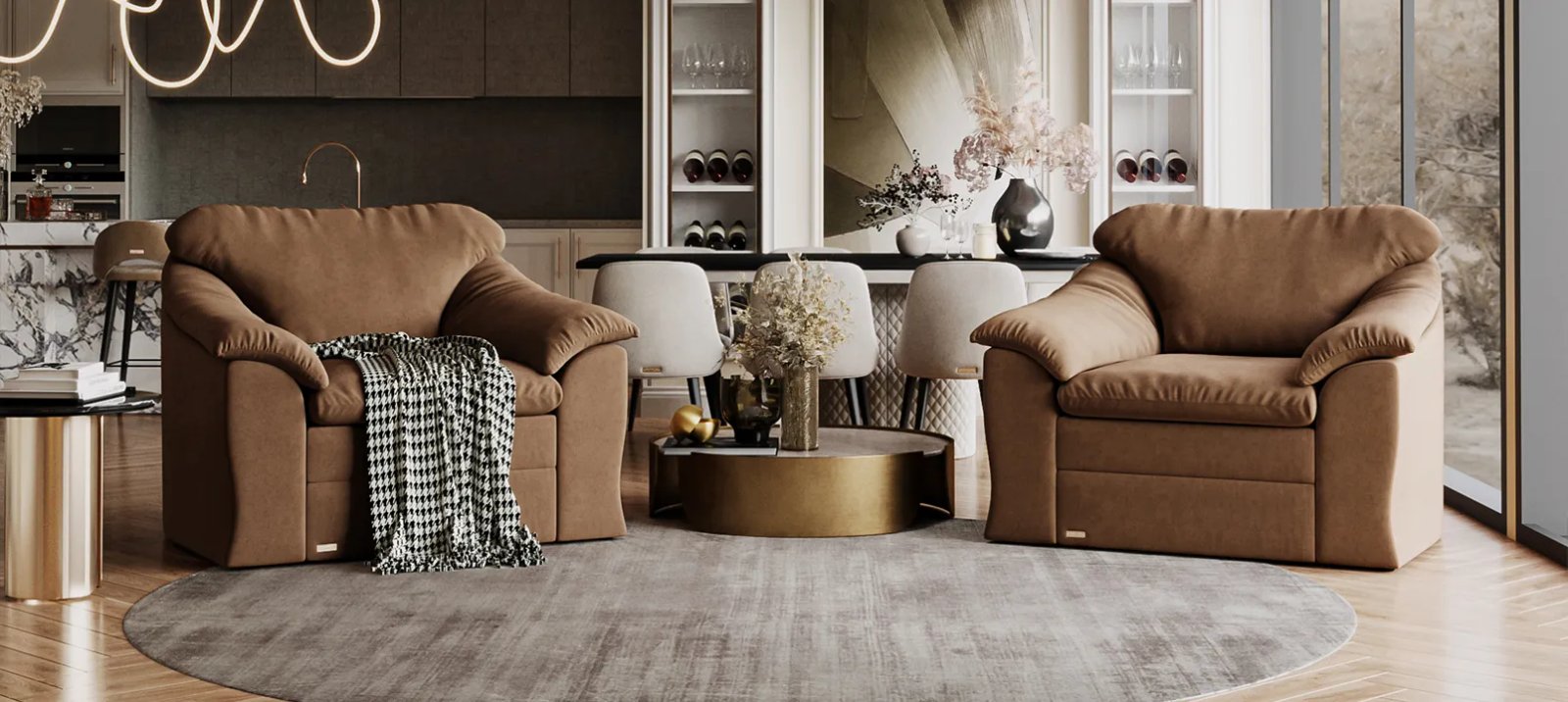 Vilnius sofa lova kampu su žemu korpusu ir laisvai išdėstytomis pagalvėmis.