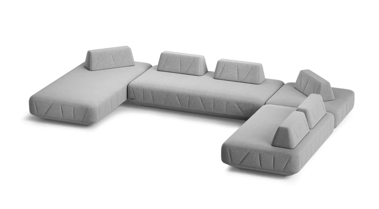 BRIGHTON modulinė sofa tryliktu vaizdu su moderniu svetainės siluetu