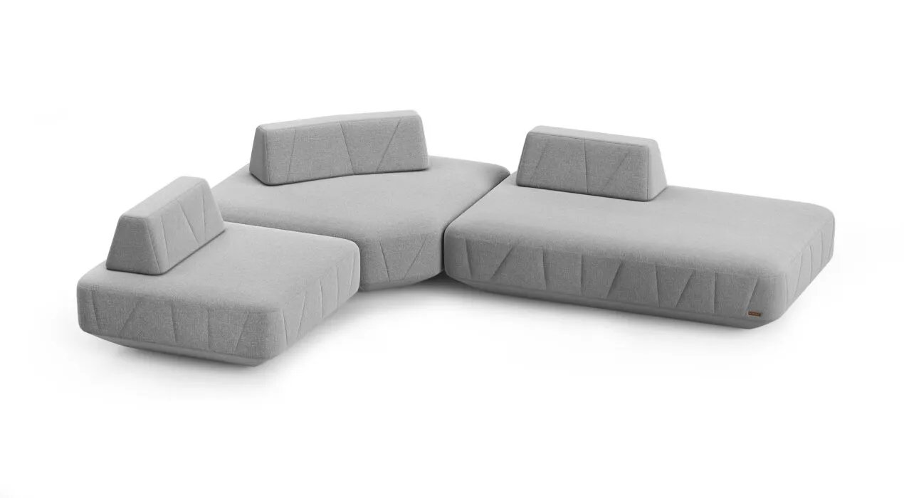 BRIGHTON modulinė sofa šeštu vaizdu su tekstiliniu paviršiumi