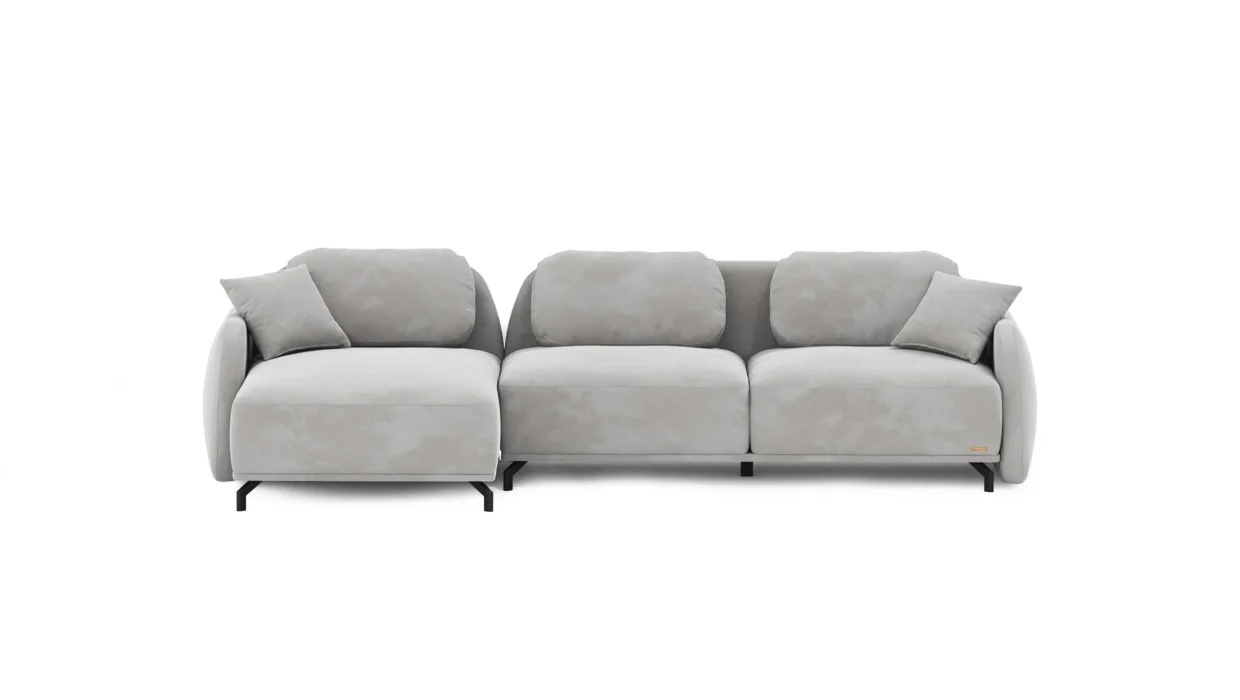Nancy kampinė sofa su moduline forma ir giliomis sėdimosiomis dalimis.