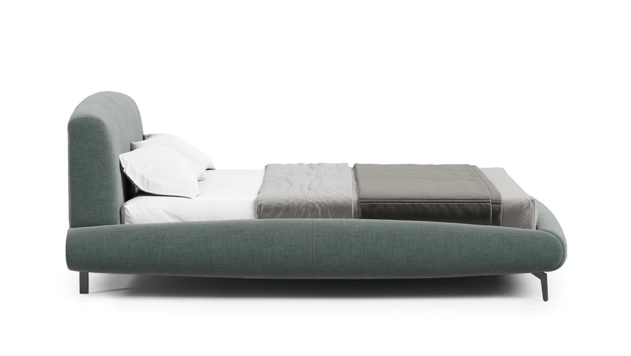 Tennessee miegamojo lova su kėlimo mechanizmu ir minkštu tekstiliniu rėmu.