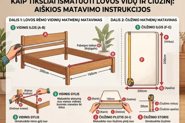 Kaip patikrinti, ar čiužinys tiks pasirinktai lovai?